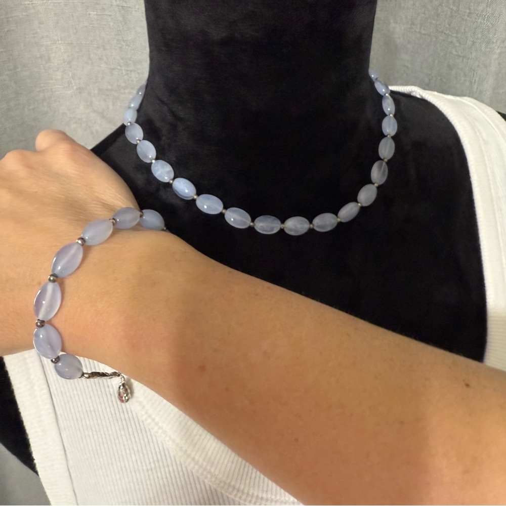 Nate & Etan - Lavendar Opalite Beaded Necklace and Bracelet Set